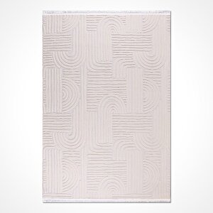 Tuana Ekru Geometrik Desen Halı - Ty07 100x300 cm