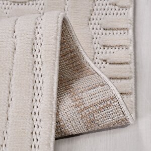 Tuana Ekru Geometrik Desen Halı - Ty07 100x300 cm