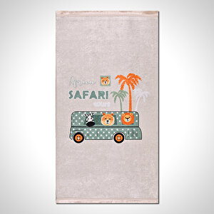Krem Safari Çocuk Odası Baskı Halı - Kd161 100x200 cm