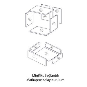 Komodin Parlak Beyaz Çekmeceli Ahşap Komodin Yatak Odası