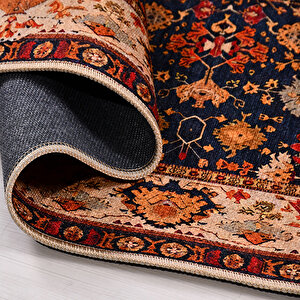 Lacivert Etnik Desen Baskı Halı - 1231pc 120x180 cm