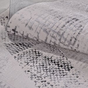 Etna Gri Geometrik Desen Halı - El02