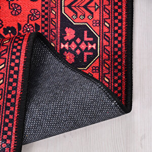 Kırmızı Etnik Desen Baskı Halı - 1086pc 100x200 cm