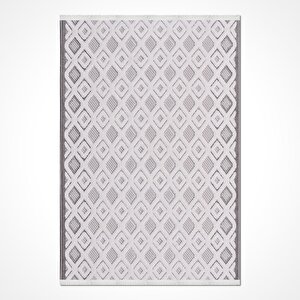 Rey Gri Beyaz Geometrik Desen Halı - 1852 100x300 cm