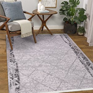 Fuente Gri Geometrik Desen Halı - 1301