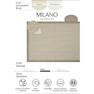 Milano 665 Krem Hasır Dokulu Antre Hol Halısı Bordürlü Mutfak Halısı Kesme Halı Yolluk 80x200 cm