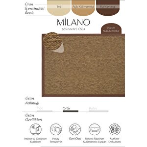 Milano 665 Kahve Hasır Dokulu Antre Hol Halısı Bordürlü Mutfak Halısı Kesme Halı Yolluk 160x230 cm