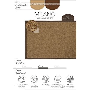 Milano 666 Kahve Hasır Dokulu Antre Hol Halısı Bordürlü Mutfak Halısı Kesme Halı Yolluk 200x250 cm