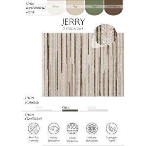 Jerry 01 Yeşil Kahve Bukle Örgülü Salon Halısı Yumuşak Dokulu Hol Halısı Kesme Halı Yolluk 120x300 cm