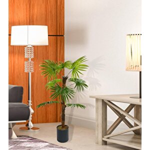 Yapay Ağaç Yelpaze Palmiye 8 Yaprak 85*55cm Siyah Aleminyum Saksı