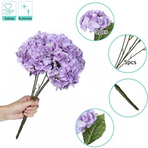 Yapay Çiçek Ortanca Çiçeği Demeti 43 Cm Açık Lila