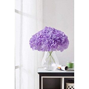 Yapay Çiçek Ortanca Çiçeği Demeti 43 Cm Açık Lila