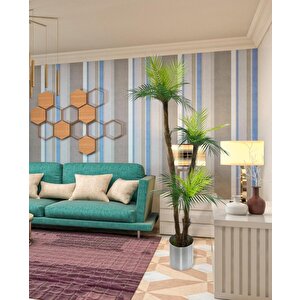 Yapay Ağaç Areka Ağacı Palmiye Ağacı Galvaniz Saksılı Salon Çiçeği 185 Cm 3 Gövdeli
