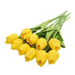 Yapay Çiçek Islak Lale Gerçeksi Doku 10lu Sari