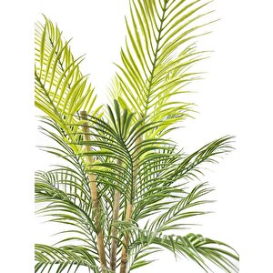 Yapay Çiçek Areka Ağacı Palmiye Ağacı Bambu Saplı Siyah Saksılı Salon Çiçeği 18 Yaprak 85 Cm