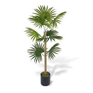 Yapay Ağaç Fanpalm 8yaprak 85*45cm Yelpaze Palmiye Siyah Aleminyum Saksı