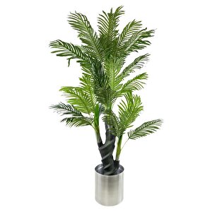 Yapay Ağaç Areka Ağacı Palmiye Ağacı Salon Bitkisi Paslanmaz Aleminyum Saksı 5 Gövdeli 34 Yaprak 150cm