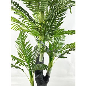 Yapay Ağaç Areka Ağacı Palmiye Ağacı Salon Bitkisi Paslanmaz Aleminyum Saksı 5 Gövdeli 34 Yaprak 150cm