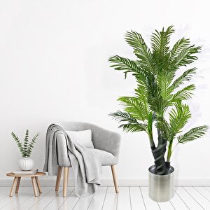 Yapay Ağaç Areka Ağacı Palmiye Ağacı Salon Bitkisi Paslanmaz Aleminyum Saksı 5 Gövdeli 34 Yaprak 150cm