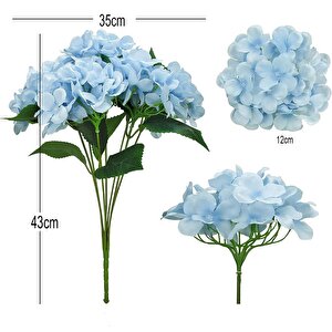 Yapay Çiçek Ortanca Çiçeği Demeti 43 Cm Mavi Açık