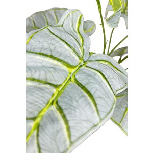 Yapay Ağaç Fil Kulağı Yeşil Metal Siyahgold Vazoda 3katlı 27yaprak 120cm Salon Çiçeği Yapay Çiçek