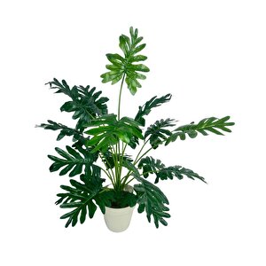Yapay Ağaç Salon Bitkisi Syngonium 70 Cm 18 Yaprak Beyaz Saksıda