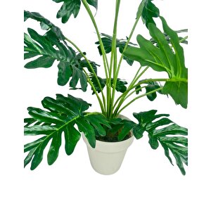 Yapay Ağaç Salon Bitkisi Syngonium 70 Cm 18 Yaprak Beyaz Saksıda