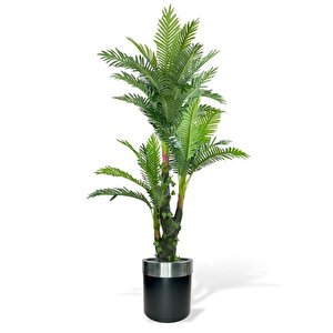 Yapay Ağaç Areka Palmiye Metal Gümüş Kemerli 165*90 Doğal Gövdeli 36 Yaprak