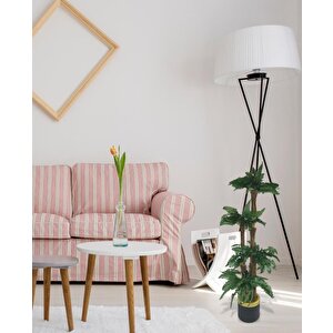 Yapay Ağaç Sıkas Palmiye Siyah Gold Saksılı 4katlı 110cm Salon Çiçeği Yapay Çiçek
