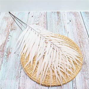 Yapay Çiçek Beyaz Areka Yaprağı 3 Adet Yapay Yaprak Plastik Palmiye Yaprağı