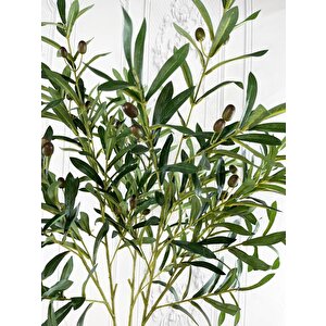 Yapay Çiçek Zeytin Ağacı 3 Dallı 90cm Metal Mat Siyah Saksıda Yapay Ağaç