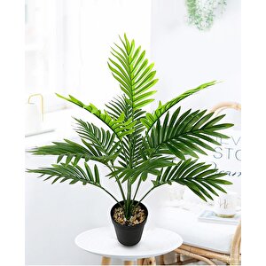 Yapay Ağaç Salon Bitkisi Areka Palmiye 83cm 18 Yaprak Plastik Siyah Saksıda