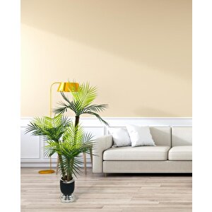 Yapay Ağaç Areka Palmiye Metal Siyahgümüş Lüks Vazoda 3katlı 18yaprak 110cm Salon Çiçeği Yapay Çiçek