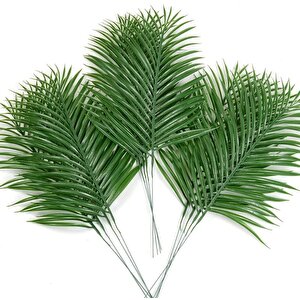 Yapay Çiçek Areka Yaprağı 3 Adet Yapay Yaprak Plastik Palmiye Yaprağı