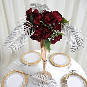 Yapay Çiçek Palmiye Yaprağı Gümüş Silver Renk 3 Adet Yapay Yaprak
