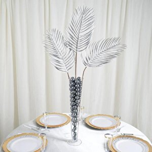 Yapay Çiçek Palmiye Yaprağı Gümüş Silver Renk 3 Adet Yapay Yaprak
