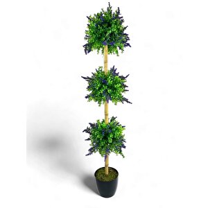 Yapay Ağaç Lavantalı Şimşir Top Siyah Saksılı 115*30cm