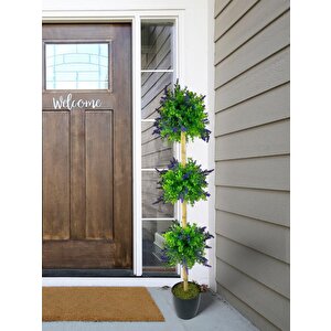 Yapay Ağaç Lavantalı Şimşir Top Siyah Saksılı 115*30cm