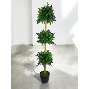 Yapay Ağaç Lavantalı Şimşir Top Siyah Saksılı 115*30cm