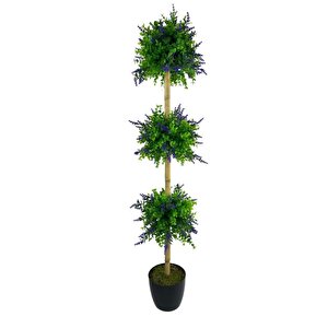 Yapay Ağaç Lavantalı Şimşir Top Siyah Saksılı 115*30cm