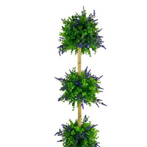 Yapay Ağaç Lavantalı Şimşir Top Siyah Saksılı 115*30cm