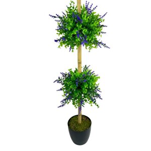 Yapay Ağaç Lavantalı Şimşir Top Siyah Saksılı 115*30cm