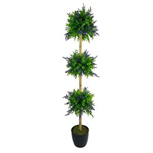 Yapay Ağaç Lavantalı Şimşir Top Siyah Saksılı 115*30cm