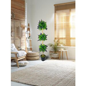 Yapay Ağaç Lavantalı Şimşir Top Siyah Saksılı 115*30cm