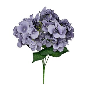 Yapay Çiçek Ortanca Çiçeği Demeti 43 Cm Açık Koyu Lila