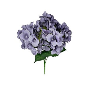 Yapay Çiçek Ortanca Çiçeği Demeti 43 Cm Açık Koyu Lila