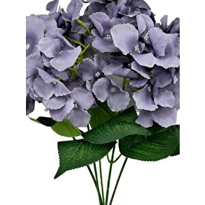 Yapay Çiçek Ortanca Çiçeği Demeti 43 Cm Açık Koyu Lila