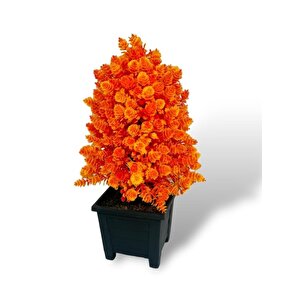 3lü Set Yapay Çiçek Bonsai Ağacı Kozalak Model Dekoratif Yapay Ağaç Bonzai 30*15 Cm Siyah Kare Saksıda