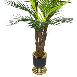 Yapay Ağaç Areka Palmiye Metal Siyahgold Lüks Vazoda 3katlı 18yaprak 110cm Salon Çiçeği Yapay Çiçek