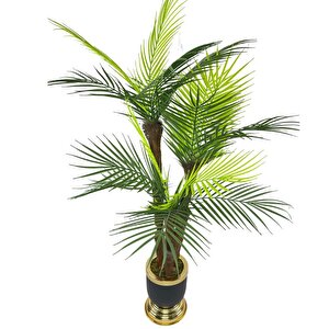 Yapay Ağaç Areka Palmiye Metal Siyahgold Lüks Vazoda 3katlı 18yaprak 110cm Salon Çiçeği Yapay Çiçek